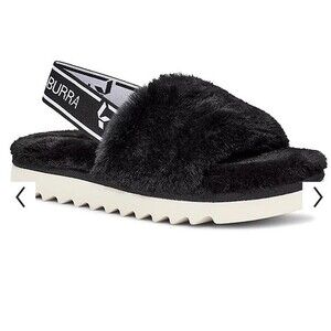UGG black Koolaburra fuzzy Fuzz’n Slide Cozy Slippers Kid Child Shoes 12 2